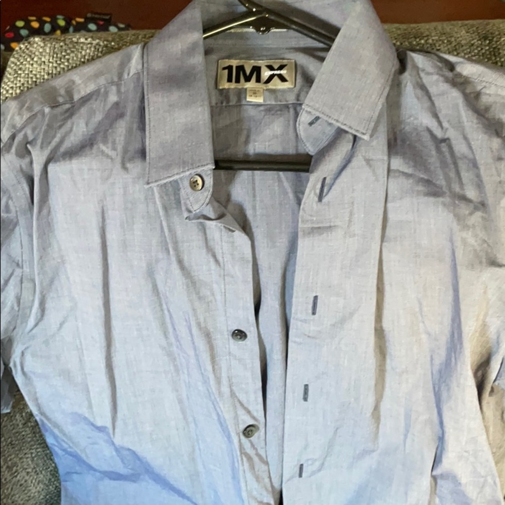 Express fitted 1MX long sleeve button down shirt
